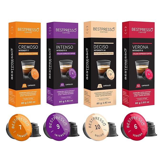 Bestpresso Coffee capsules compatible with Starbucks Verismo Caffitaly CBTL K-fee systems 80 Pods (Variety Pack)