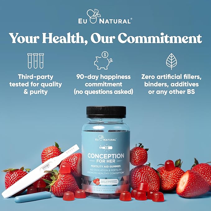 Conception for Her Fertility Gummies - Fertility Supplements for Women with Myo Inositol Folate &amp more Essential Nutrients - Delicious Juicy Strawberry Hormone Balance Vitamins 75 ct Pectin Gumm