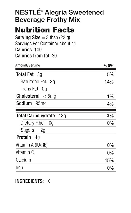 Nestle Alegria Sweetened Beverage Frothy Mix  32-Ounce Package
