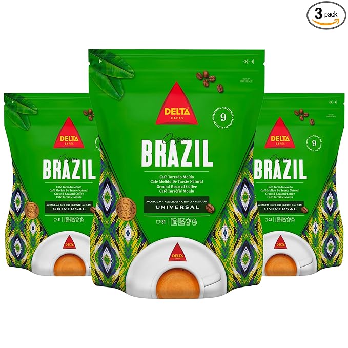 Delta Cafés Brazil Ground Coffee Smooth and Delicious Medium Roast Coffee Espresso Machine Compatible Universal Grinding 7.76 Ounces (Pack of 3)