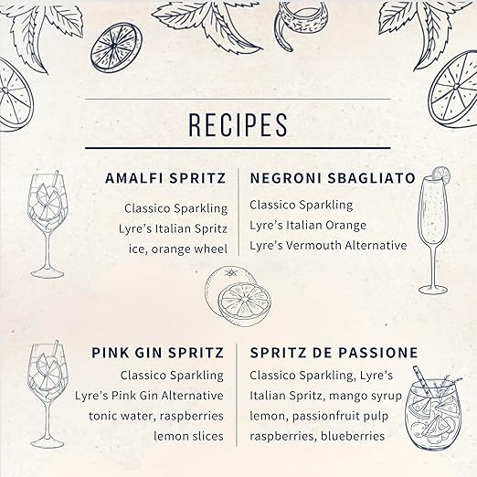 Lyre's Classico Grande Non Alcoholic Sparkling Wine Award-Winning Zero Alcohol Wine with Only 1.1g Sugar per Fl Oz and 45 Calories per serve (25.4 Fl Oz)