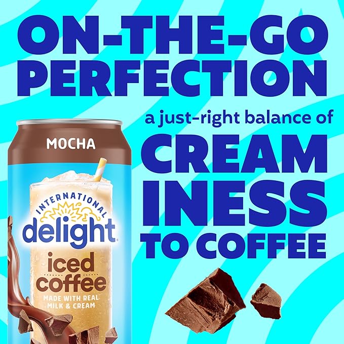 International Delight Iced Coffee Mocha Grab and Go Coffee Drinks Made with Real Milk and Cream 15 FL OZ Can 12 Count
