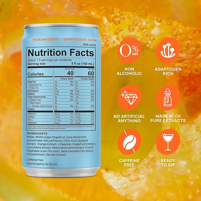 De Soi Variety Pack Mocktails NA Drinks 8 fl oz (12-pack) - Adaptogen Drink Sparkling Drink with Calming Botanicals Mocktail Drinks Gluten Free No Artificial Flavors