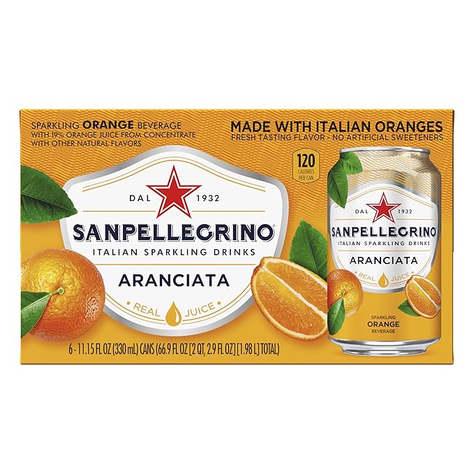 Sanpellegrino Orange Italian Sparkling Drinks 11.15 Fl Oz Cans 6 Pack