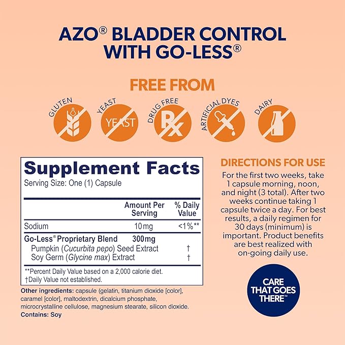 AZO Bladder Control with Go-Less® &amp Weight Management Dietary Supplement | Helps Reduce Occasional Urgency* | Promotes Healthy Metabolism* | Supports a Good Night’s Sleep* | 48 Capsules