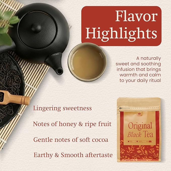 ANNHI TEA Original Black Tea - 24 Individually Wrapped Tea Bags Loose Leaf Smooth Flavourful &amp Robust with Notes of Honey Enjoy Hot or Iced Natural Vietnamese Tea Pack