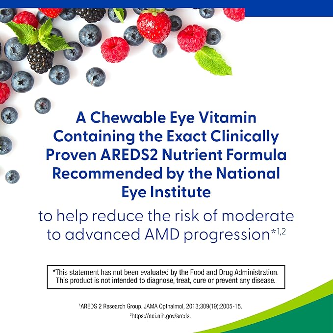 PreserVision AREDS 2 Eye Vitamins #1 Eye Doctor Recommended Brand Chewable Lutein and Zeaxanthin Supplement with Vitamin C Vitamin EZinc and Copper Mixed Berry 60 Tablets