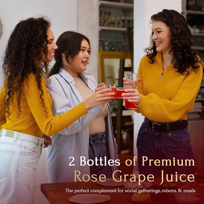 Amor Vines: Rosé Grape Juice – 100% Pure Non-Alcoholic No Water Added Preservative-Free – 750ml Glass Bottles (Pack of 2)