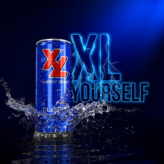 XL Energy Drink 24 Pack Classic Flavor - 80mg Caffeine &amp1000mg Taurine Energy Drinks with B Vitamins – Refreshing Energy Beverage for Energy Boost Focus Performance &amp Endurance – 24 Pack Ene