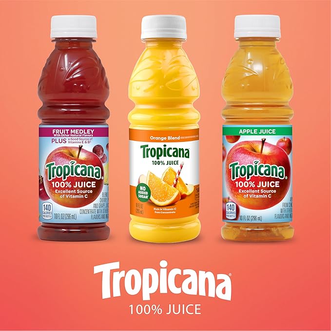 Tropicana 100% Juice 3-flavor Classic Variety Pack10 Fl Oz (Pack of 24)