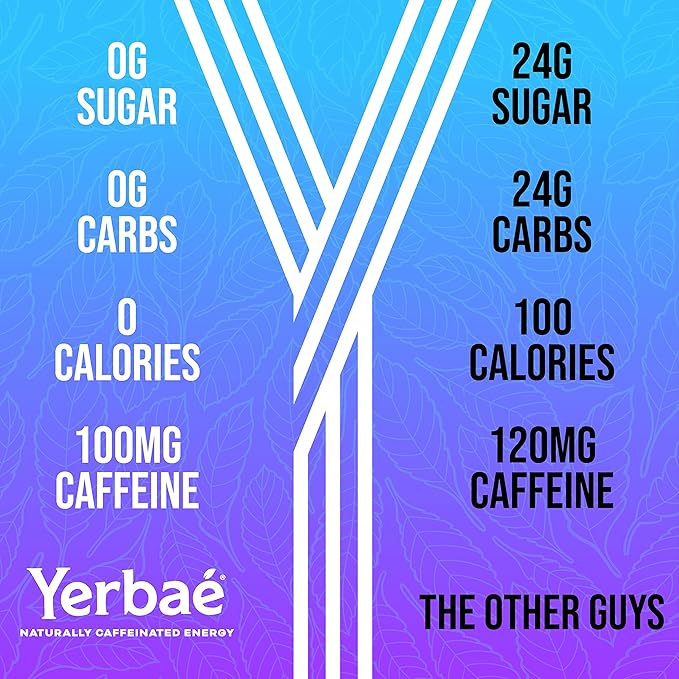 Yerbaé Energy Seltzer - Variety Tropical Pack No Sugar/Calories/Carbs. Energized by Yerba Mate Naturally Caffeinated &amp Plant-Based Healthy Alternative to Coffee/Sugary Sodas Pack of 12 12oz c