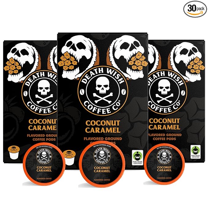 Death Wish Coffee Coconut Caramel Coffee Pods (30 Count)