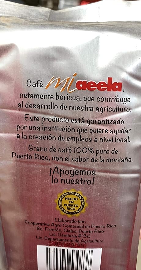 Cafe MI AEELA 100% Cafe Puertorriqueño 8.8 OZ Ground Coffee Bag