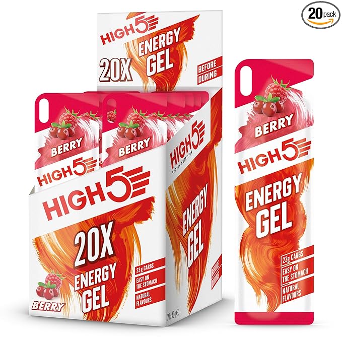 HIGH5 Energy Gel Quick Release Energy On The Go From Natural Fruit Juice (Berry 20 x 40g)