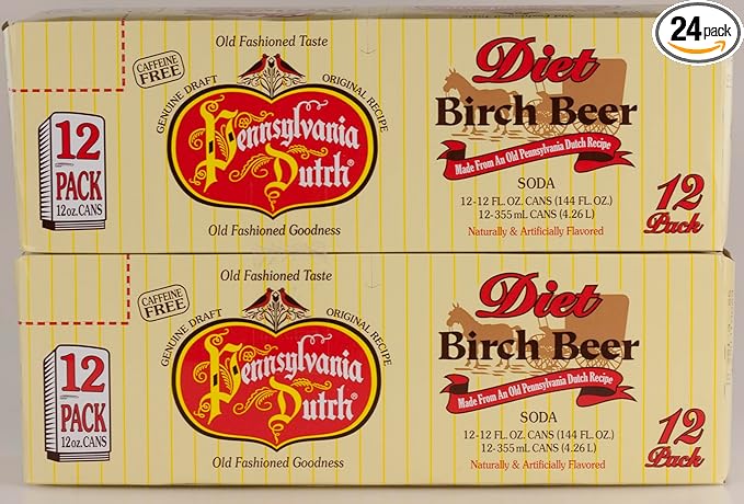 AmishTastes PA Dutch Diet Birch Beer Protected With High-Density Foam Favorite Amish Drink 12 Oz. (Case of 24)