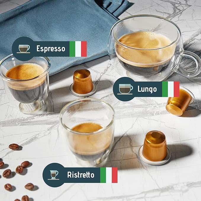 Artuzzi 120ct Compatible Nespresso Coffee Pods For Nespresso Original Machines | Espresso Ristretto Lungo Coffee Capsules | Espresso Variety Pack I Aluminum &amp Recyclable