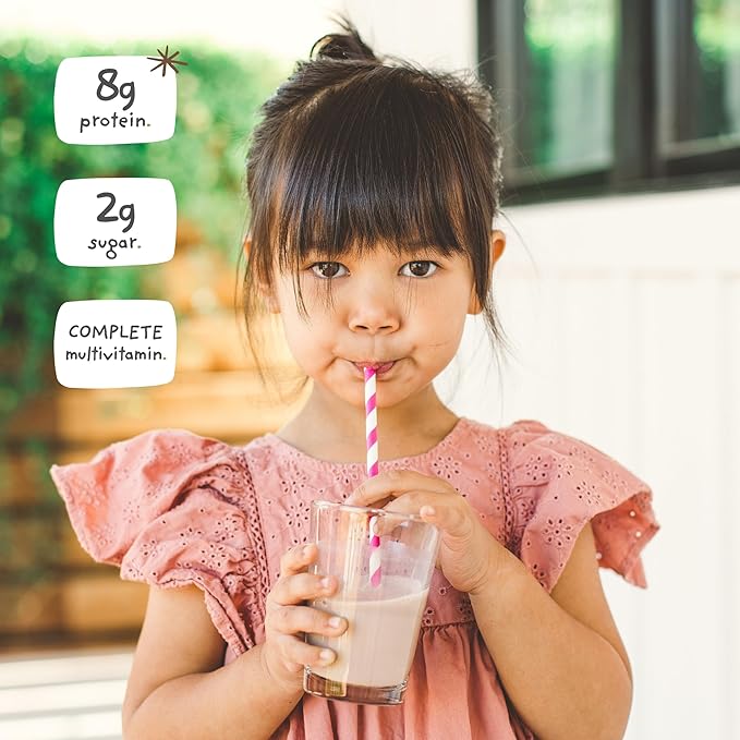 Vanilla Mighty Milk - Kids All-in-One Daily Protein Powder &amp Multivitamin Boosted with 2 Billion Probiotics &amp Organic Spinach - Natural Flavors Colors &amp Sweeteners - 15-30 Servings
