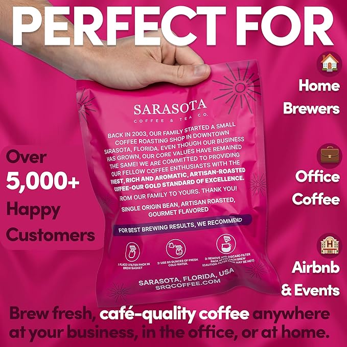 Ground Flavored Coffee In Filter Packs | Medium Roast Low Acid Mold Free Pouches | Sampler Packets | Sweet Cream Jamaican Me Crazy Gourmet Powder Bags for 10-12 Cup Drip Maker | Highest Rated Individu