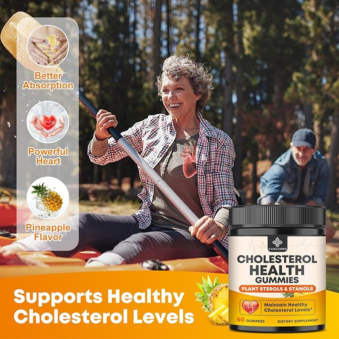 Cholesterol Supplements Gummies Support Healthy Cholesterol Levels with 1200mg Plant Sterols &amp Stanols Bergamot Orange Extract Red Yeast Rice for Women &amp Men Pineapple Flavor 60 Counts (2