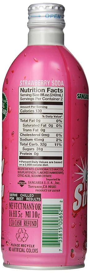 Sangaria Strawberry Soda 16.2 Ounce (Pack of 24)