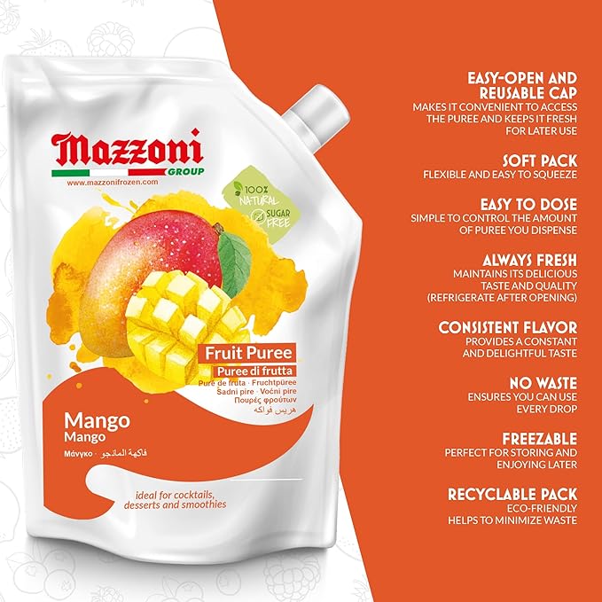 Mazzoni - Mixed Berry &amp Mango Puree 100% Natural Fruit
