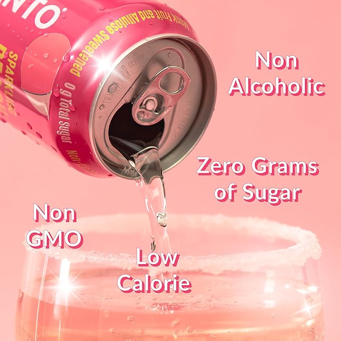 Lakanto Sparkling Peach Bellini Mocktail Non Alcoholic Drink - 0g Sugar Naturally Sweetened with Monk Fruit &amp Allulose Ready to Drink Better for You Soda Pop (24 Pack)