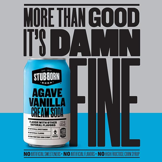 STUBBORN SODA Agave Vanilla Cream Soda 12oz Cans (12 Pack)