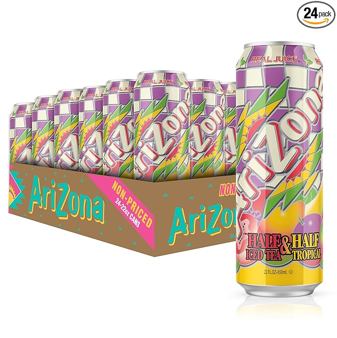 AriZona Tropical Half and Half Tea - Big Can 22 Fl Oz (Pack of 24)