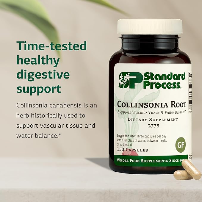 Standard Process Collinsonia Root - Healthy Vascular Tissue Support Supplement - Bladder &amp Kidney Health Supplement with Collinsonia Root - Supplement to Aid Digestive Health - 150 Capsules