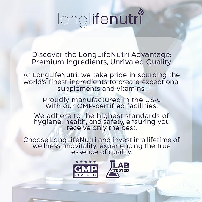LongLifeNutri Spermidine 20mg Supports Cellular Health &amp Brain Function - 180 Count 2 Serving Size Vegan Capsules Wheat Germ Extract Naturally Support Wellness Lab Tested Crafted in USA