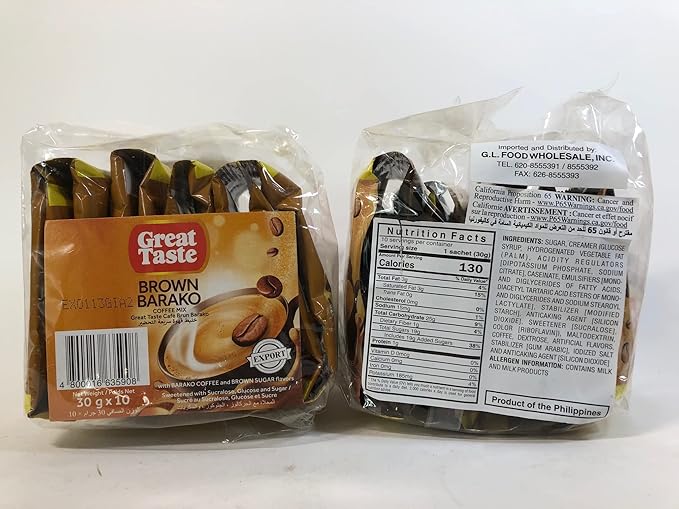 Great Taste Brown Barako Coffee Mix 30g X 10 Packets (2-PACK)
