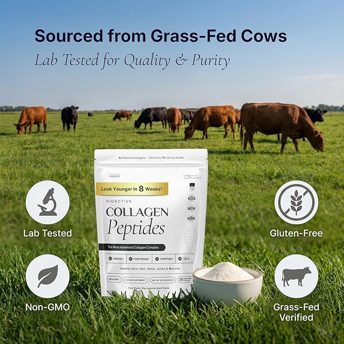 The Intelligent Health FORTIBONE® FORTIGEL® &amp VERISOL® Premium Bioactive Collagen Peptides Powder Bone Support Functional Blend Grass Fed Bovine Hydrolyzed Collagen Unflavored 30 Servings