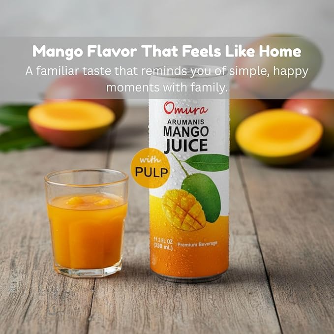 Omura MANGO JUICE from Natural Fruit with PULP 11.3 FL. Ounces | 12-Pack