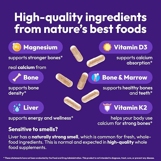 Bone &amp Jaw Restore – Calcium Supplements with Vitamin D3 K2 &amp Magnesium | Non-GMO | Bone Builder &amp Nutrition Support for Women &amp Men | Density Support Formula | 180 Capsules Bottle