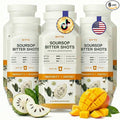 BITTE Immune + Energy Soursop Shots – 6 Pack Ready to Drink Mango Soursop with Zinc Ginseng Guarana &amp Turmeric – 24-Hour Support Ritual Clean Formula Glass Bottle – 96 fl oz Total