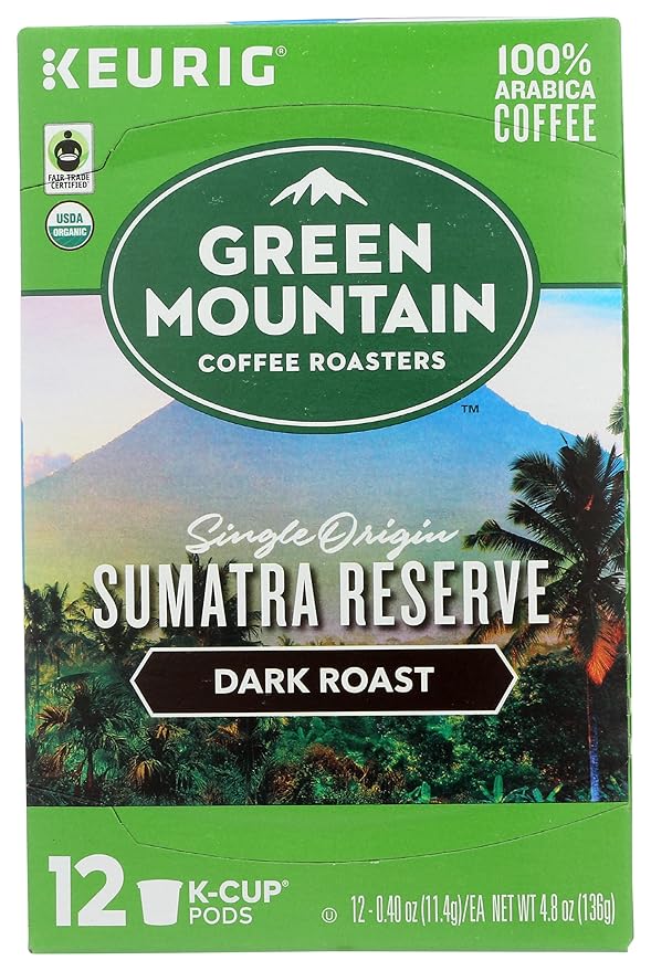 Green Mountain Coffee Organic K-Cup Sumatran 12-Count Packaging may Vary