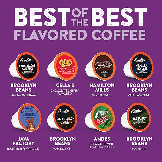 Two Rivers Coffee Flavored Pods Variety Sampler Pack for Keurig K Cup Brewers 40 Count - Flavored Coffee Lovers Great Gift - 5 Cups Of Each Flavor