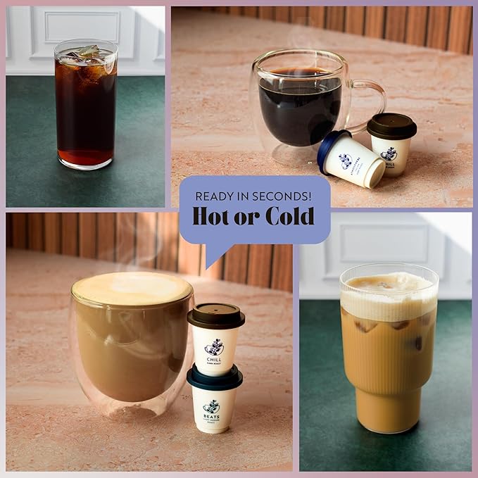 COZY INDIGO COFFEE - BEATS Cold Brew Light Medium Roast Instant Freeze Dried Specialty Coffee 24 Capsules 100% Arabica Beans Dissolves Instantly Enjoy Cold or Hot Perfect for Travel and On The Go
