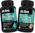 Collagen Peptides &amp Colon Cleanse Detox - 15 Day Colon Cleanse Pills &amp Ginger - Multi Collagen for Women &amp Men Complex Capsules Skin Hair &amp Nails - Bowel Movement Supplements for Sto