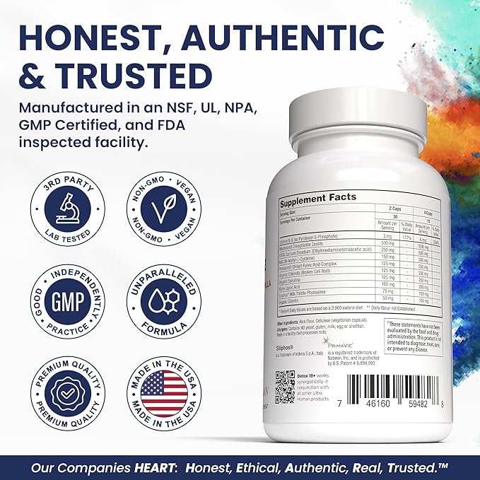 Ultra Human Daily Wellness Support – Heavy Metal Detox Cleanse with Zeolite Shilajit Organic Chlorella &amp Spirulina NAC &amp Alpha Lipoic. Supports Daily Detox Cognition Immune System -(Made