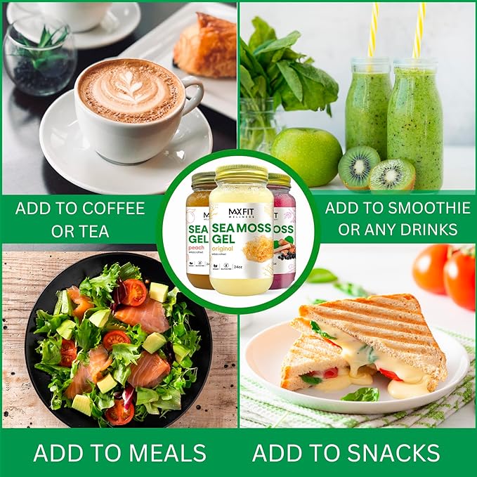 Sea Moss Gel Raw (12 Flavors) 24oz Wildсrafted Gold Sea Moss Gel from Saint Lucia | 92 Vitamins and Minerals | Pure Raw+Non-GMO | Vegan Superfood