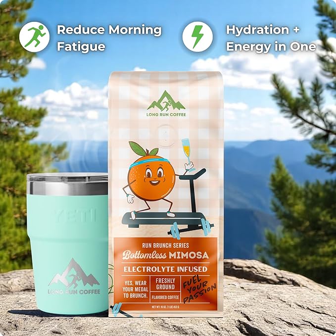 Long Run Coffee – Hydrating Coffee with Electrolytes – All Natural Energy + Hydration + Recovery for Athletes – Stomach Friendly Electrolyte Coffee for Runners (1 lb Orange Peel Infused)