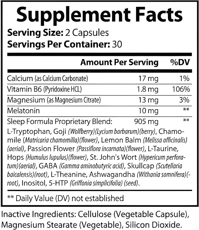 Dream Weaver Sleep Support Supplement with L-Tryptophan Chamomile GABA Ashwagandha Valerian Root Goji L-Theanine FBA