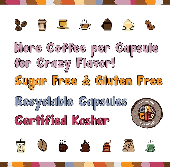 Crazy Cups Flavored Coffee Pods Vanilla Pumpkin Spice Single Serve for Keurig K Cups Machines Hot or Iced Medium Roast In Recyclable Pods (88 Count Pack of 4)