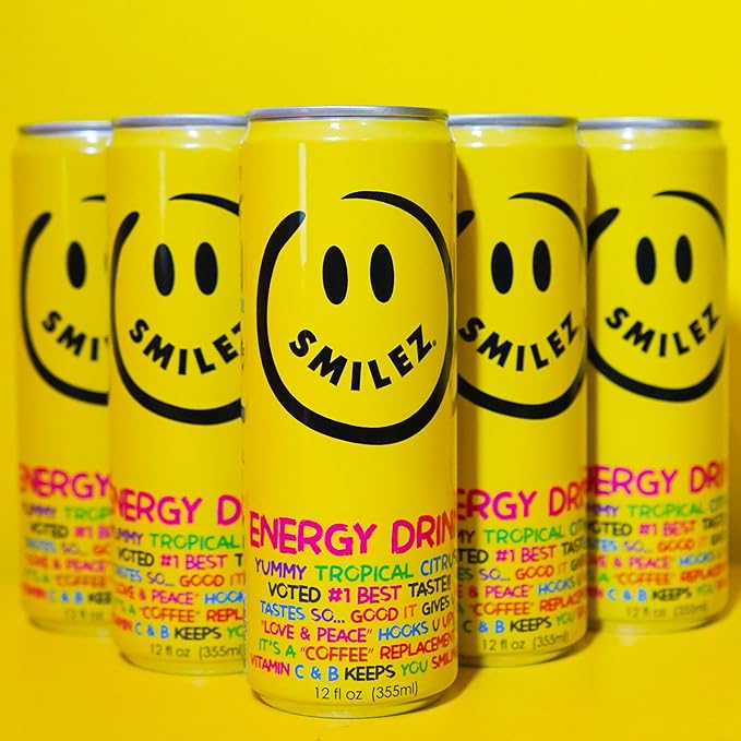 Smilez Energy Drink Tropical Citrus 12 Fl Oz Cans (Pack of 12)