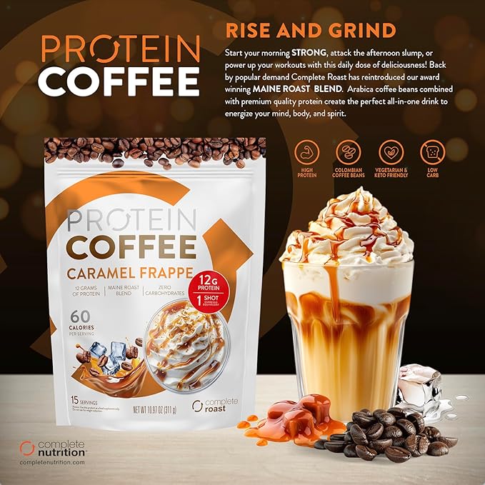 Complete Roast 3-Pack Caramel Frappe Iced Coffee and Vanilla (Caramel Frappe Mocha Latte Mocha Peanut Butter)
