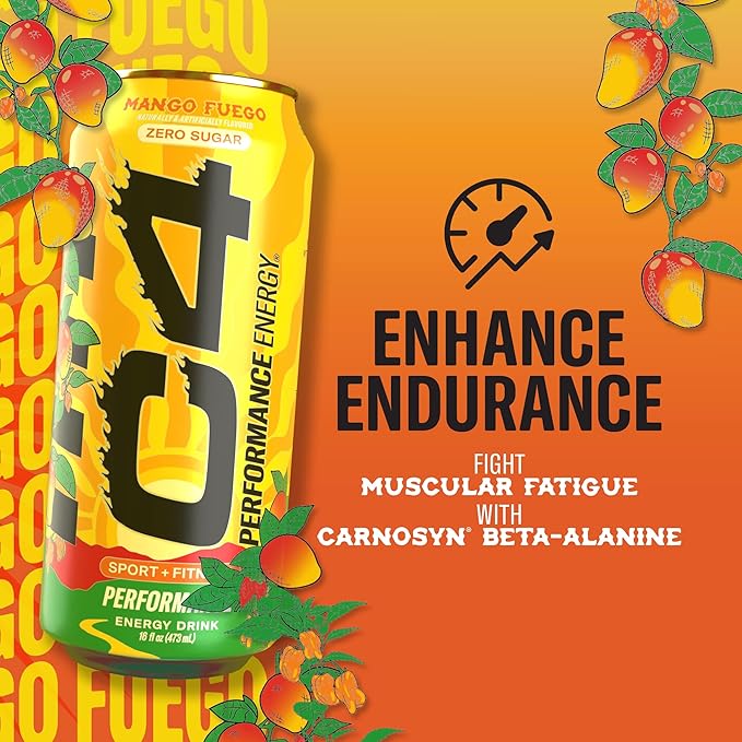 Cellucor C4 Performance Energy Drink - Mango Fuego 16 Fl Oz Can