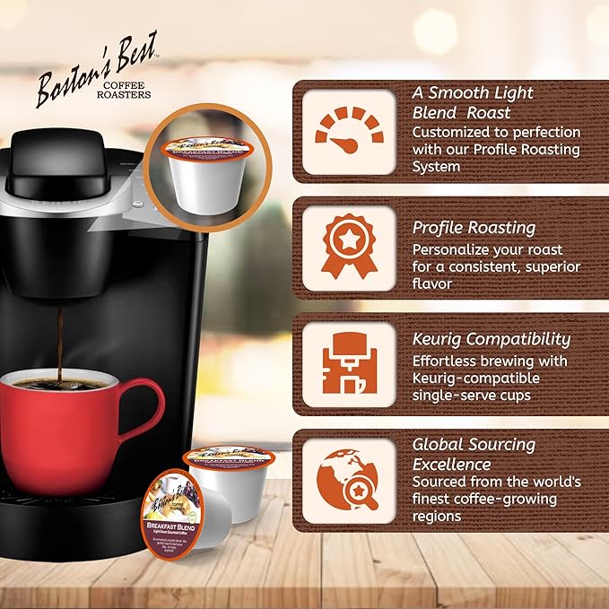 Boston’s Best - Smooth Light-Roast Breakfast Blend Delicious Gourmet Coffee Compatible with Keurig Coffee Maker - 144 Count (Pack of 1)