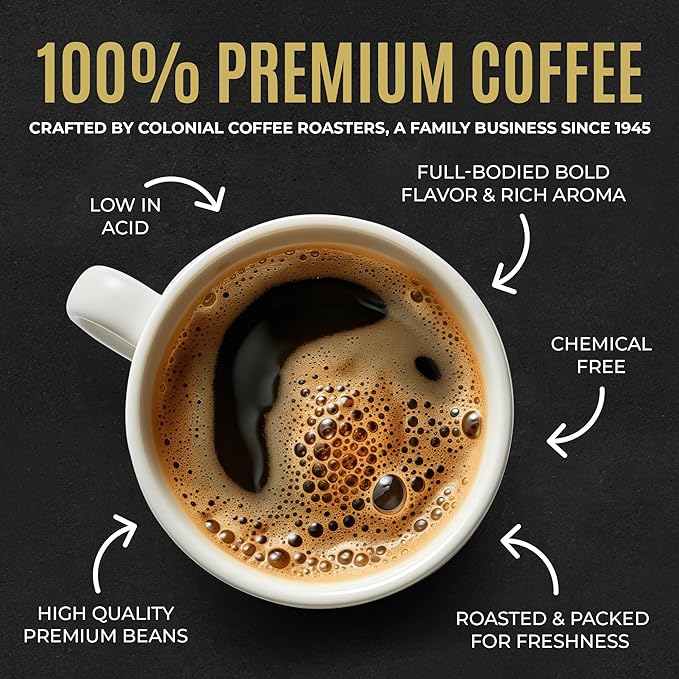 Colonial Coffee 32 Count Single Pot Coffee Packets – 100% Arabica Colombian Medium Roast | Pre-Measured Frac Packs for 12 Cup Maker | Bulk Ground Gourmet Coffee for Home &amp Office