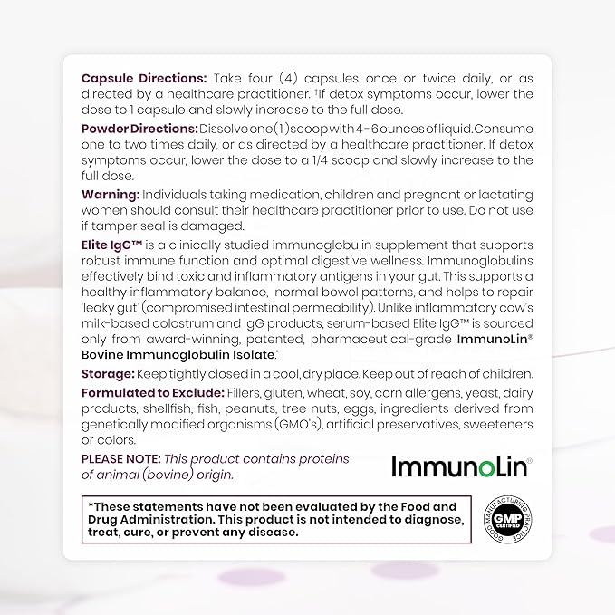 Pure Therapro Rx Elite IgG Immunoglobulin Supplement 120 Caps - Gut Health &amp Immune Support 1100 mg IgG IGA &amp IgM Sunflower Lecithin | Dairy &amp Gluten Free Colostrum Supplement Alternat